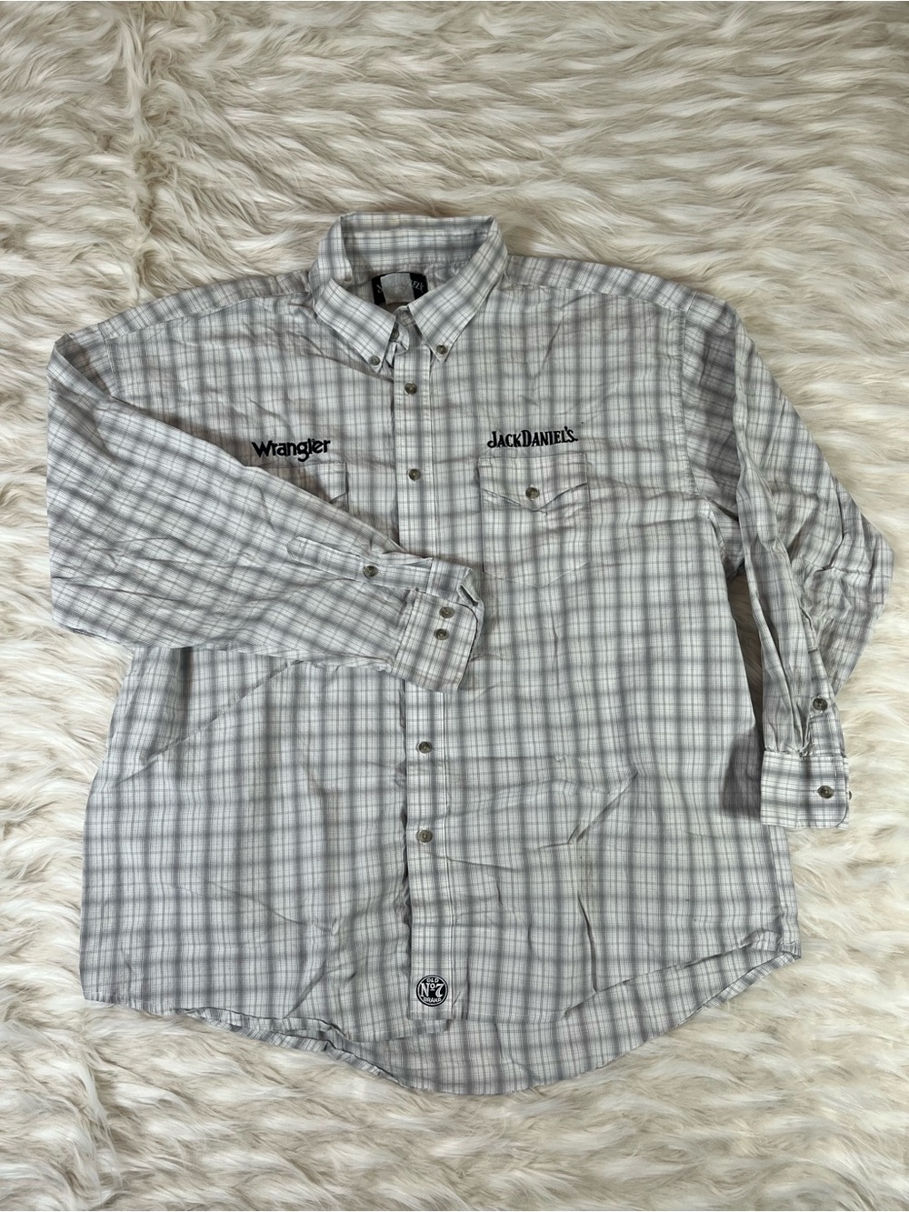 Wrangler Jack Daniels Western Shirt Men's XXL White Plaid